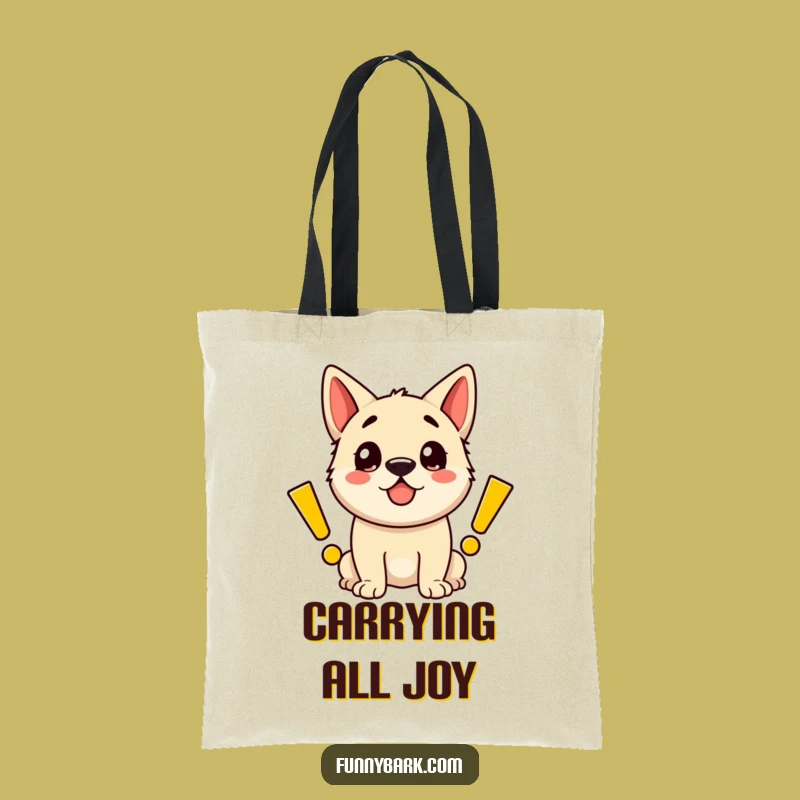 Funny Happy Dog Exclamation Tote Bag - Carry Your Pup's Enthusiasm!