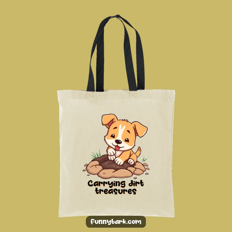 Funny Dog Digging Tote Bag - Enthusiastic Pup Carry-All Paws Gift