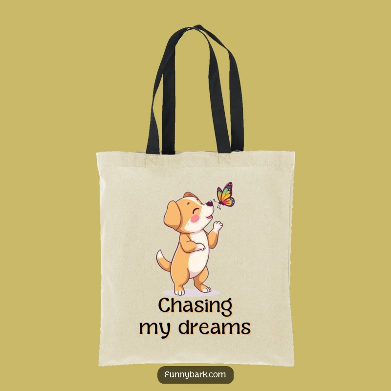 Funny Dog Butterfly Bark Tote Bag: Hind Legs Character - Carry Your Pup's Obsession