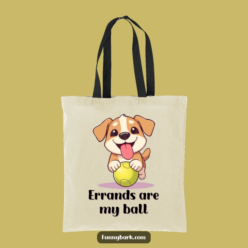Funny Grinning Dog Ball Chase Tote Bag: Carry Your Day with Hilarious Pup Energy, Great Gift