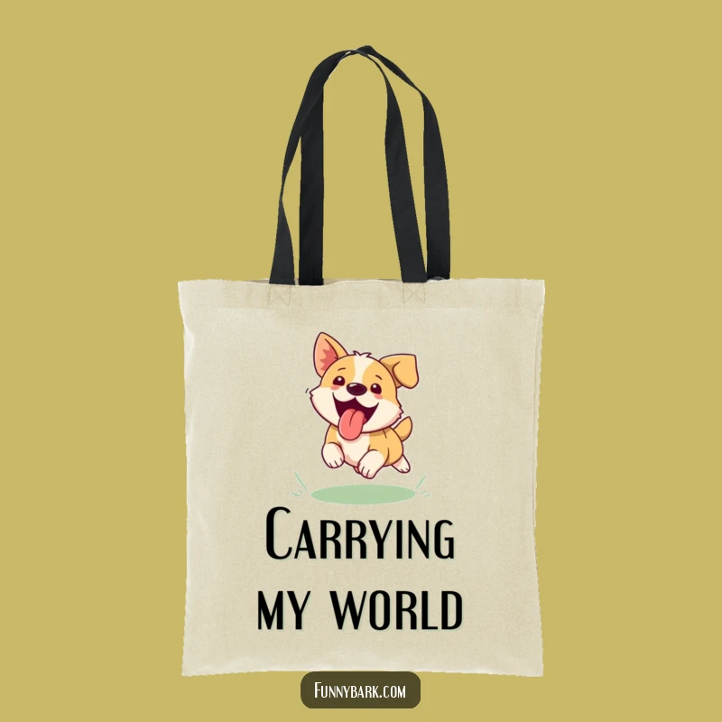 Funny Dog Frisbee Tote Bag - Playful Pup Carry-All Bag Outdoor Gift