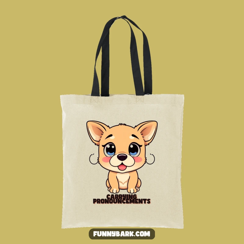 Funny Dog Proclamation Tote Bag - Expressive Eyes Carry-All