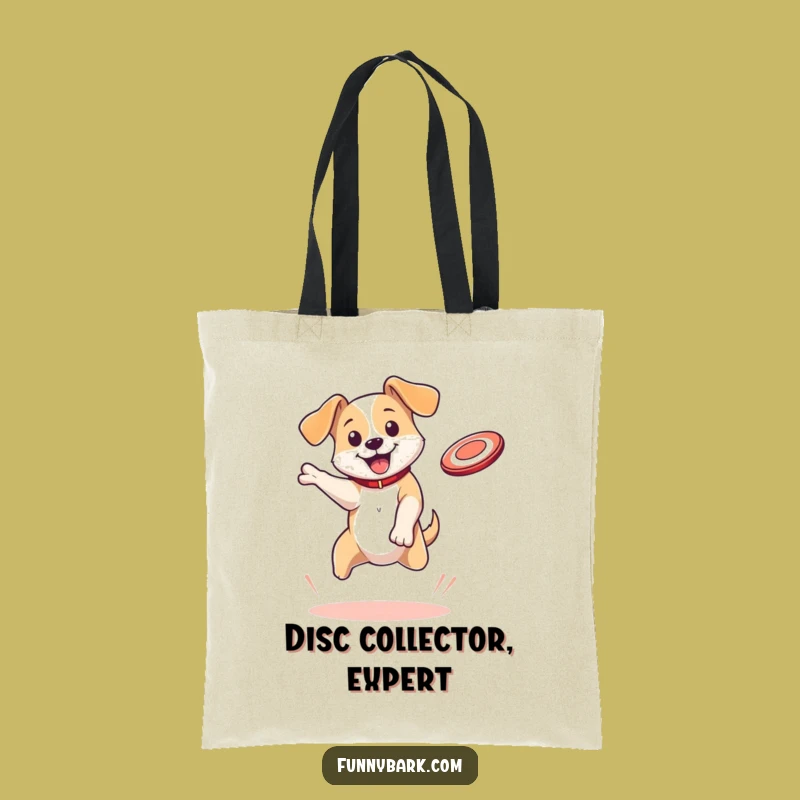 Funny Dog Tote Bag: Bouncing Pup Disc Catch - Practical & Hilarious Accessory