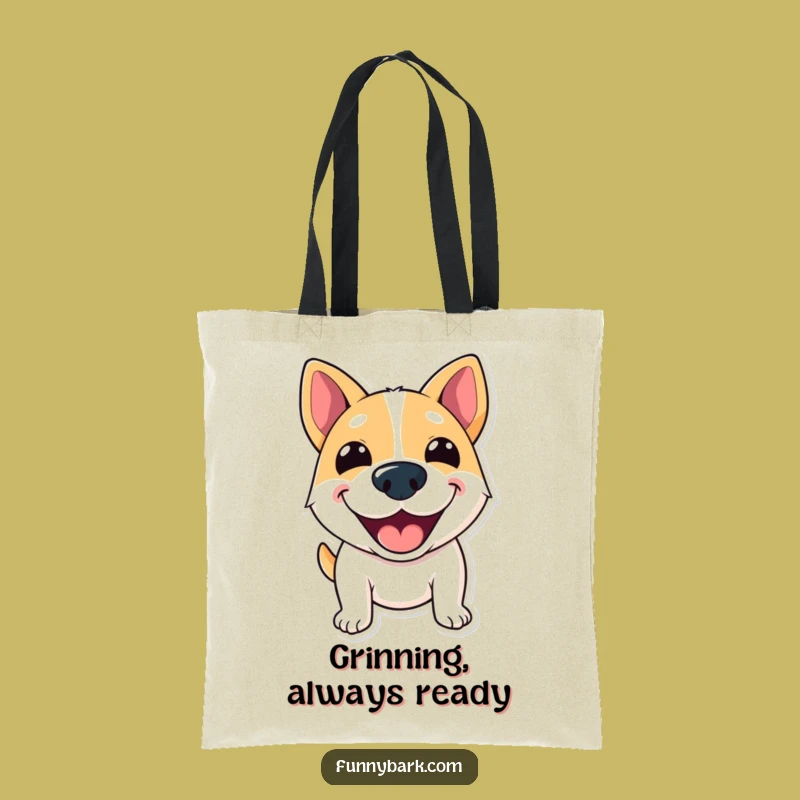 Funny Grinning Dog Greeting Tote Bag - Carry Happiness Daily