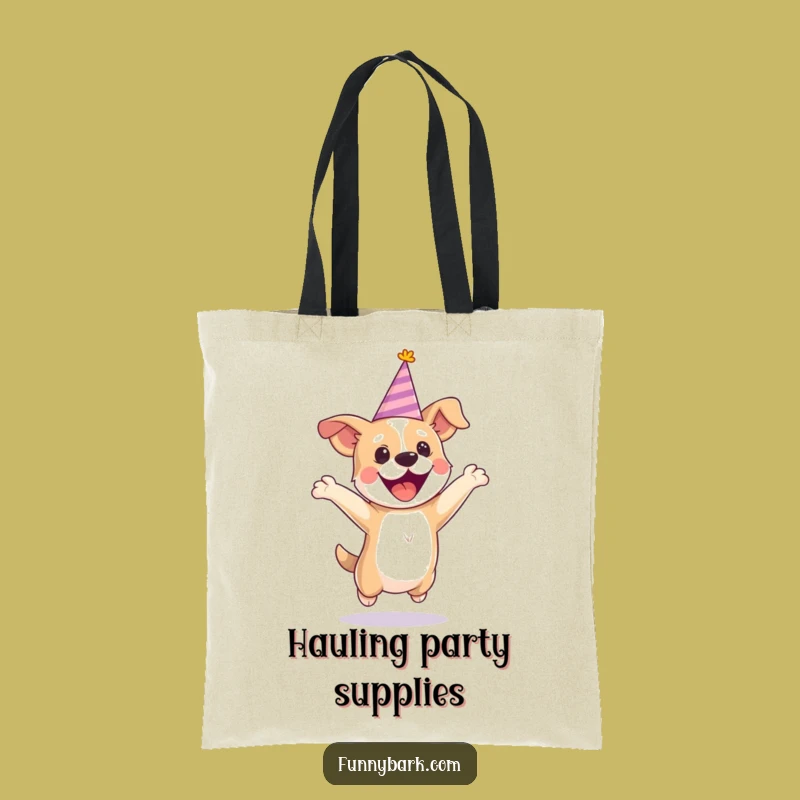 Funny Party Dog Jumping Tote Bag: Carry Your Festivities with Hilarious Pup Energy, Great Gift