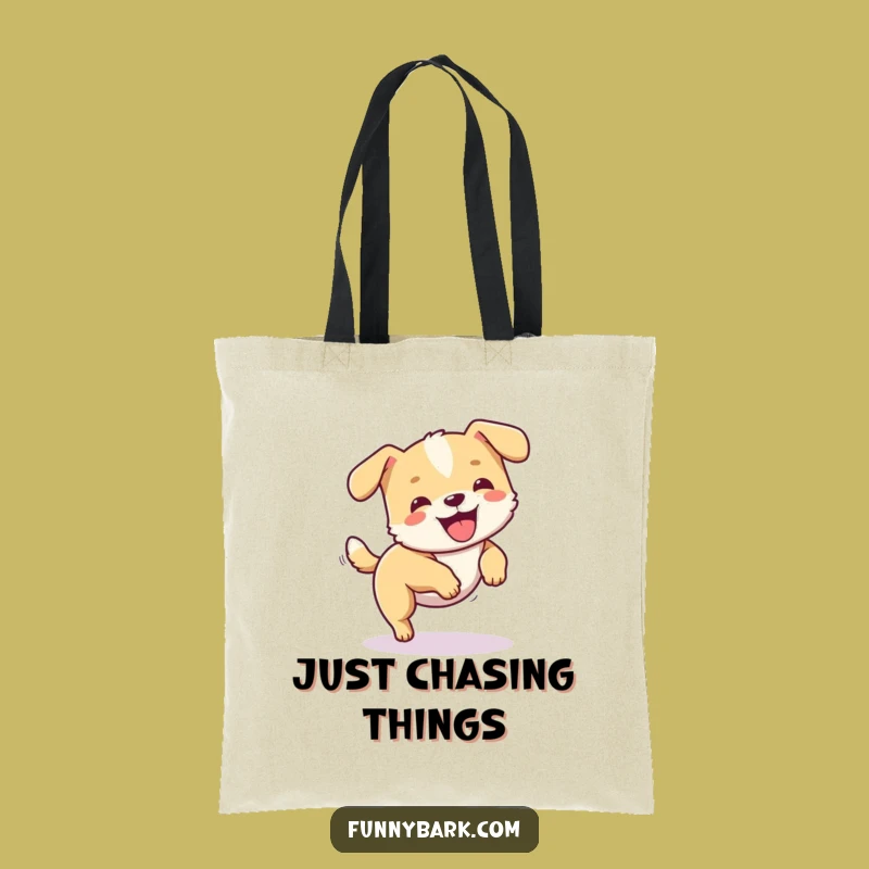 Funny Dog Tail Chase Tote Bag: Playful Pooch Spinning, Chic Humorous Gift